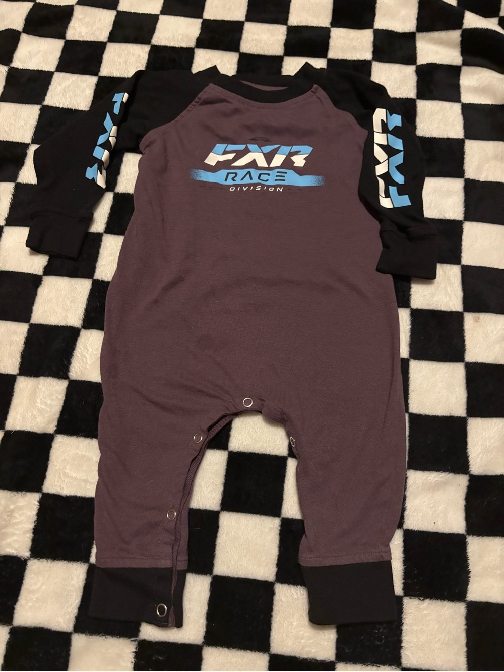 6/12 months fxr one piece baby suit (stained)